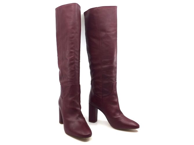 Zara Bottes en cuir bordeaux - vue 6