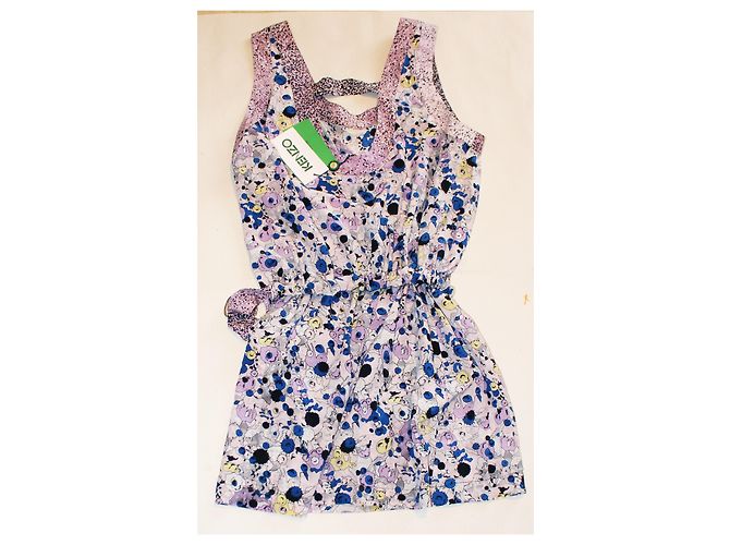 Kenzo Seidenkleid mit Blumenmuster Lila Blau Größe 38 - Ansicht 2