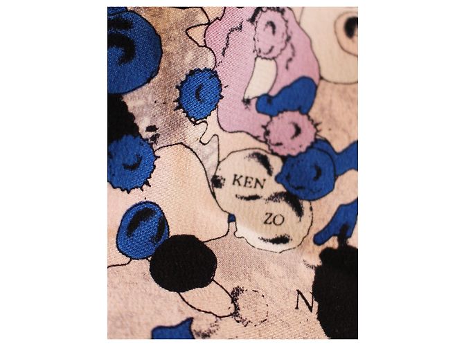 Kenzo Seidenkleid mit Blumenmuster Lila Blau Größe 38 - Ansicht 7