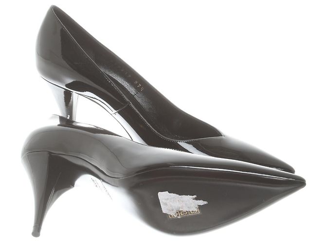 Décolleté Saint Laurent Kiki 85 in vernice nera Nero - vista 5