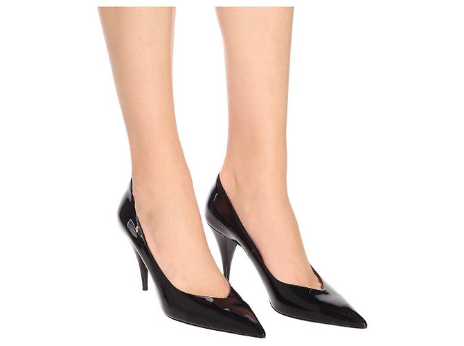 Décolleté Saint Laurent Kiki 85 in vernice nera Nero - vista 7