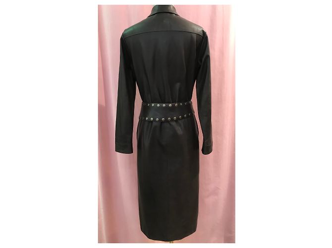 Abrigo de piel de cordero Yves Saint Laurent + cinturón NoemiLiberti Castaño - vista 2