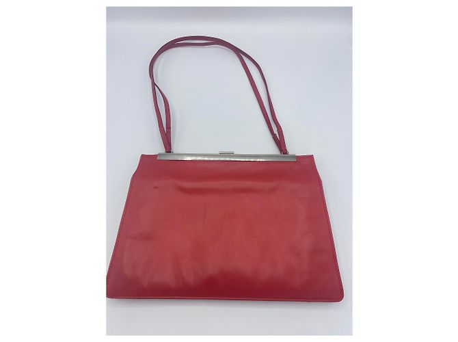 Borsa a mano Céline Clasp in pelle rossa Rosso - vista 7