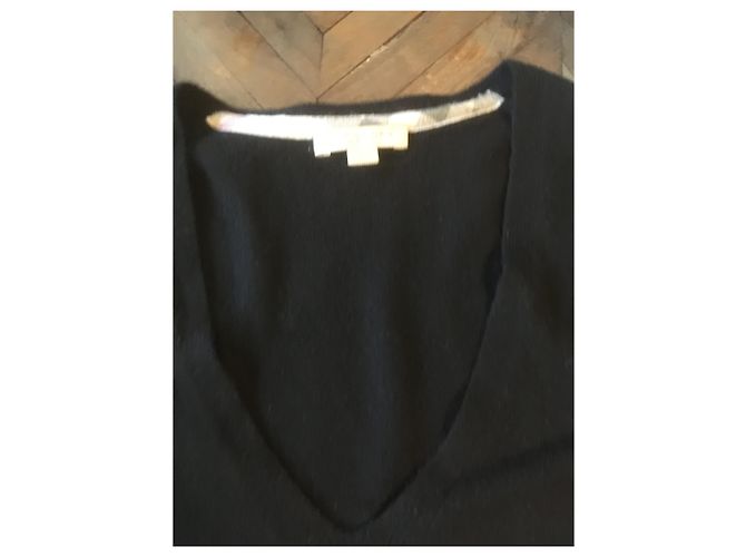 Burberry Pull col V cachemire noir - vue 4