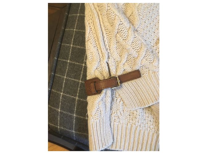 Massimo Dutti Pull sans manche col châle Beige - vue 2