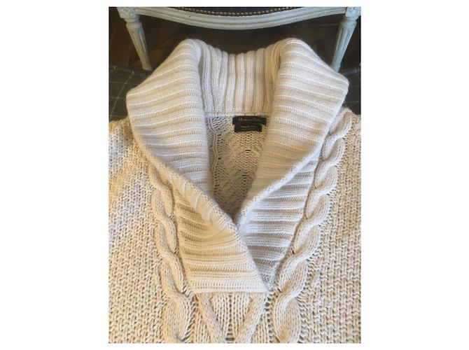 Massimo Dutti Pull sans manche col châle Beige - vue 3