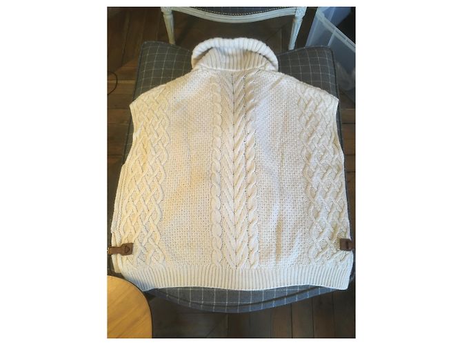 Massimo Dutti Pull sans manche col châle Beige - vue 6