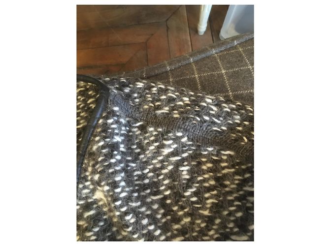 Massimo Dutti Abrigo gris jaspeado con borde de cuero - vista 5
