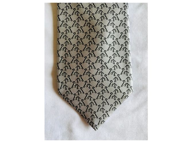 Hermès Cravatta Origami Horse Twillbi Grigio - vista 3