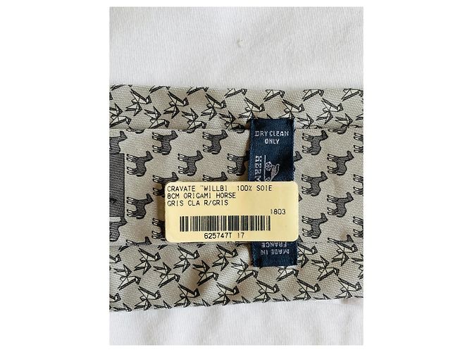Hermès Cravatta Origami Horse Twillbi Grigio - vista 4