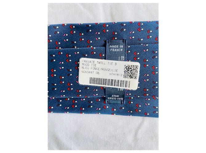 Hermès Cravate Mood Tie twill soie Rosso Blu - vista 5