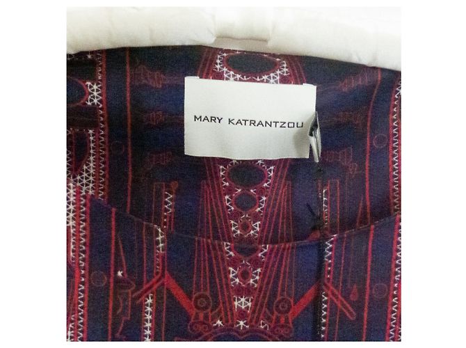 Vestido recto Mary Katrantzou Elio Rojo Oscuro Algodón Viscosa Burdeos - vista 2