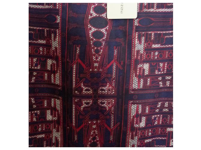 Vestido recto Mary Katrantzou Elio Rojo Oscuro Algodón Viscosa Burdeos - vista 3