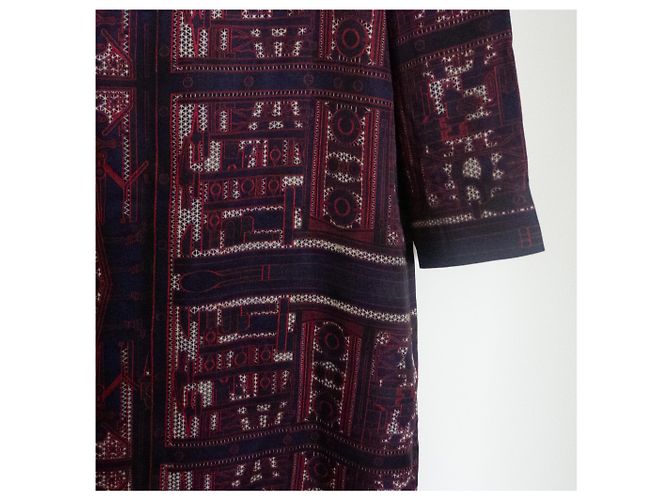 Vestido recto Mary Katrantzou Elio Rojo Oscuro Algodón Viscosa Burdeos - vista 4