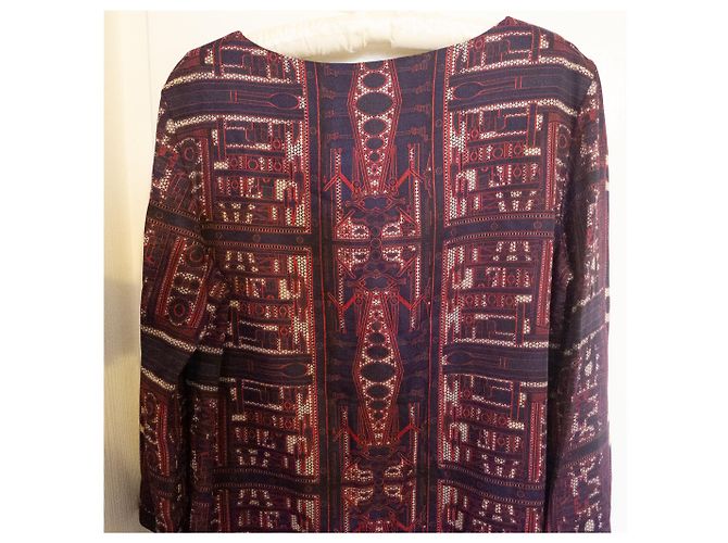 Vestido recto Mary Katrantzou Elio Rojo Oscuro Algodón Viscosa Burdeos - vista 7