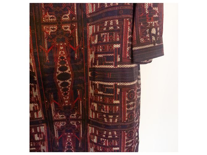Vestido recto Mary Katrantzou Elio Rojo Oscuro Algodón Viscosa Burdeos - vista 8