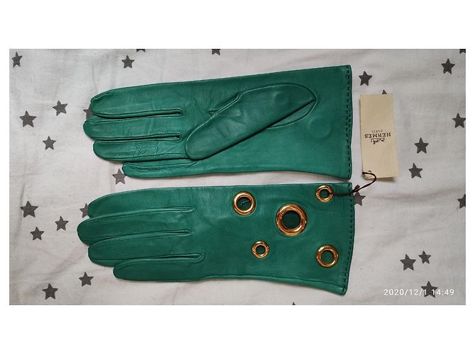Hermès Vintage Handschuhe (späte Jahre 90 Anfang 2000) Grün - Ansicht 3