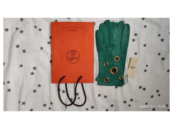 Hermès Vintage Handschuhe (späte Jahre 90 Anfang 2000) Grün - Ansicht 8