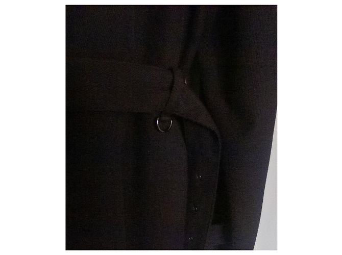 Autre Marque Schwarzer Wollmantel mit Gürtel - Ansicht 11