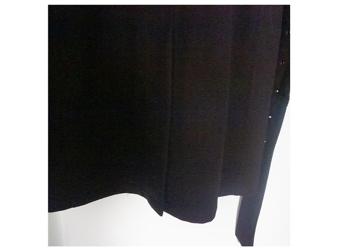 Autre Marque Schwarzer Wollmantel mit Gürtel - Ansicht 12