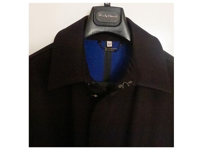 Autre Marque Schwarzer Wollmantel mit Gürtel - Ansicht 2
