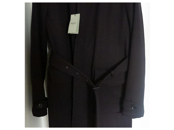 Autre Marque Schwarzer Wollmantel mit Gürtel - Ansicht 4