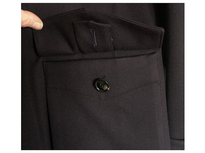 Autre Marque Schwarzer Wollmantel mit Gürtel - Ansicht 7