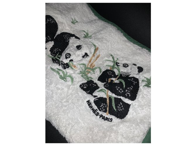 Hermès Neceser pandas de algodón Blanco - vista 5