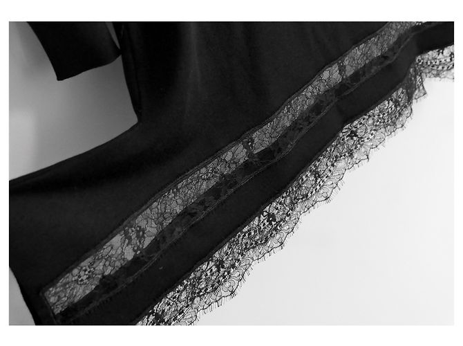 Louis Vuitton Strickkleid mit Spitzensaum Schwarz - Ansicht 3
