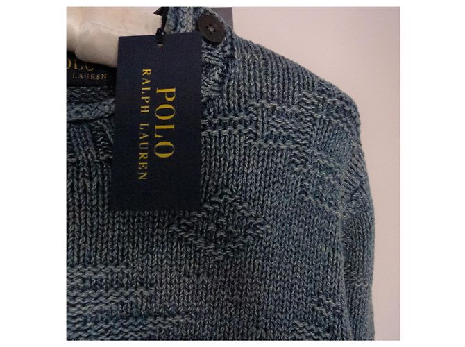 Polo Ralph Lauren Pullover aus blauer Baumwolle mit Rundhalsausschnitt - Ansicht 3