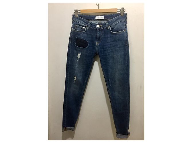 Trussardi Vaqueros con puños desgastados artificialmente 27/32 Azul - vista 2