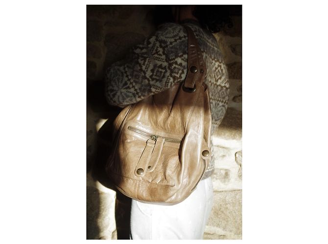 Borsa Tote Flower Gerard Darel in pelle marrone chiaro - vista 2