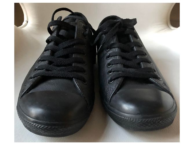 Converse All Star low-top basket / sneaker - black leather black sole - view 10