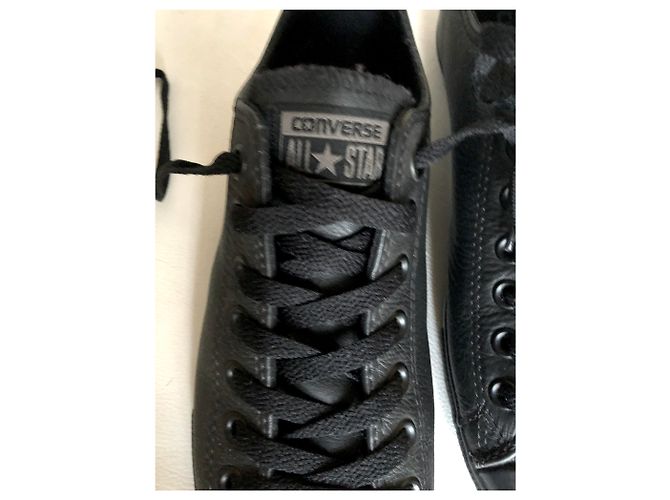 Converse All Star low-top basket / sneaker - black leather black sole - view 4