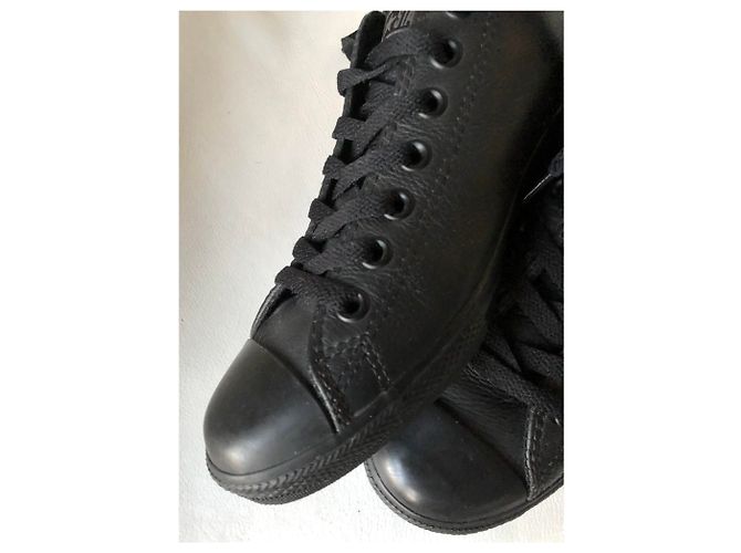 Converse All Star low-top basket / sneaker - black leather black sole - view 5