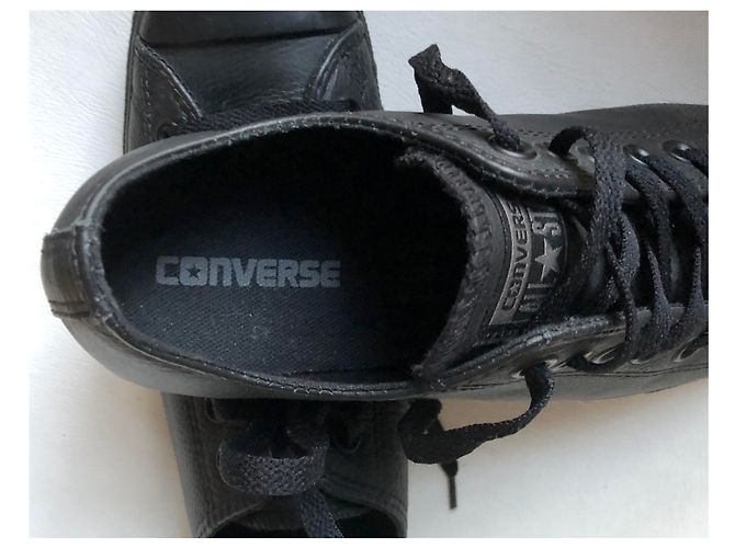 Converse All Star low-top basket / sneaker - black leather black sole - view 6