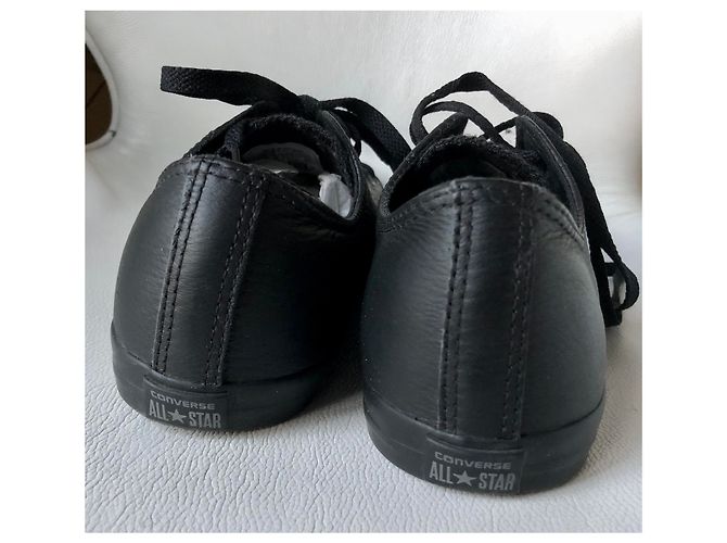 Converse All Star low-top basket / sneaker - black leather black sole - view 7
