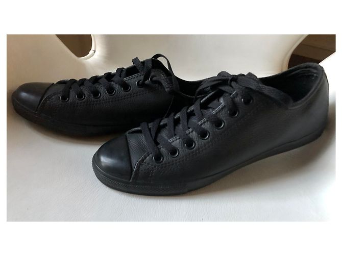 Converse All Star low-top basket / sneaker - black leather black sole - view 8