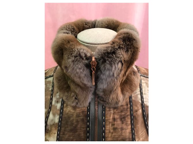 Fendi Kurzjacke mit Chinchilla Kragen Mehrfarben - Ansicht 3