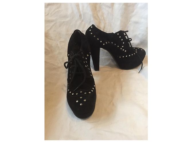 Stivaletti Marni con plateau in scamosciato nero e borchie Silver hardware - vista 7