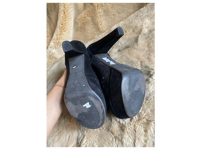 Stivaletti Marni con plateau in scamosciato nero e borchie Silver hardware - vista 9