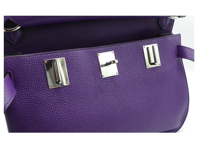 Borsa Hermès Jypsiere 34 in pelle viola Porpora - vista 7