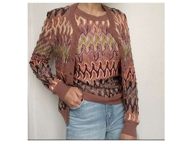 Conjunto M Missoni Cardigan 2 en 1 Marrón Algodón Castaño - vista 2