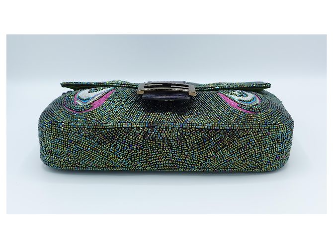 Fendi Baguette Pavão Bordado Multicor e Miçangas Cetim - vista 4