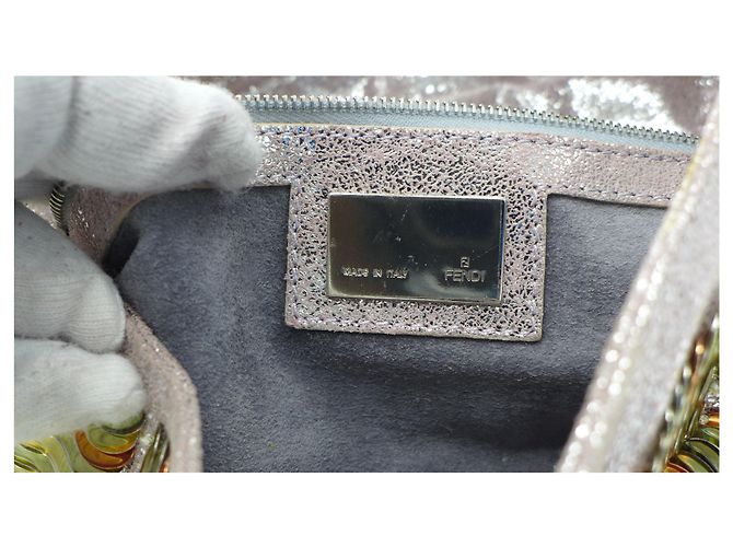 Borsa a mano Fendi Baguette Rosa Metallizzato con Vetro - vista 10