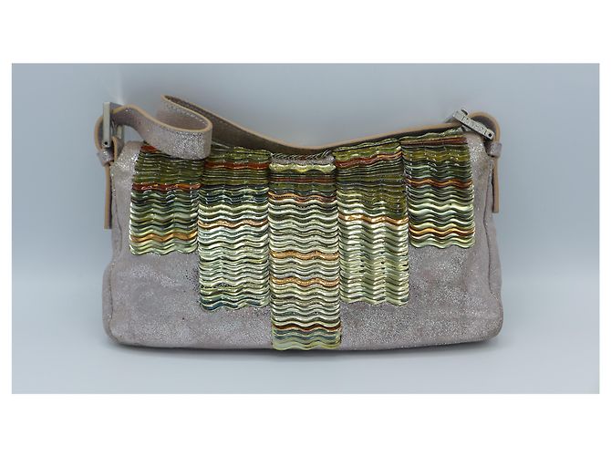 Borsa a mano Fendi Baguette Rosa Metallizzato con Vetro - vista 3