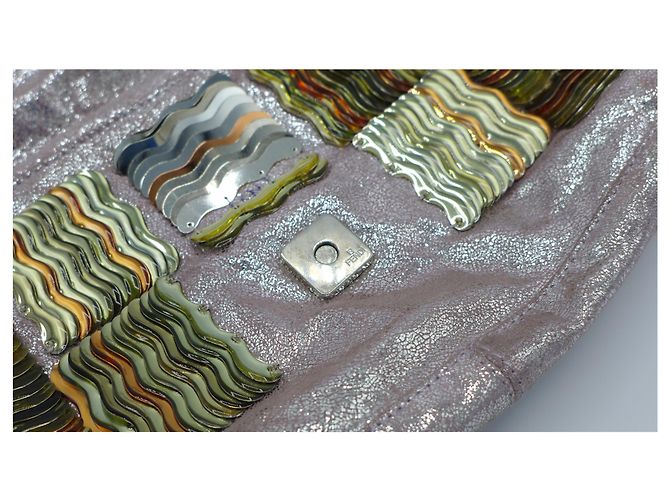 Borsa a mano Fendi Baguette Rosa Metallizzato con Vetro - vista 6