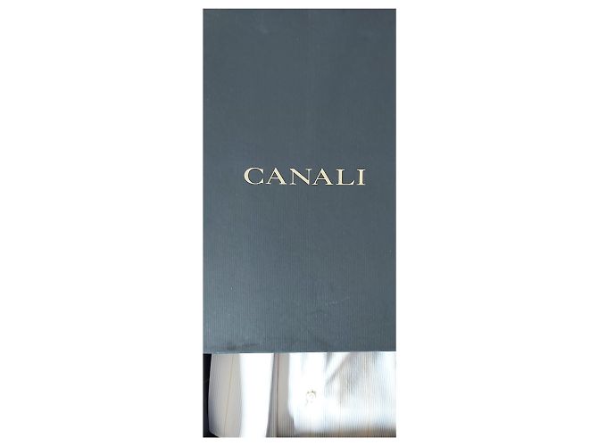 CANALI SHIRT WHITE STRIPED PATTERN / NEU MIT BOX UND ETIKETTEN Weiß Hellblau - Ansicht 20