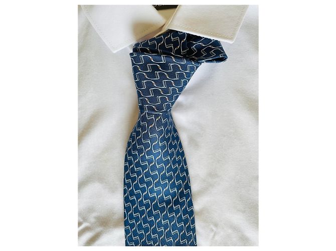 Hermès Meta Etrier Krawatte Blau - Ansicht 2