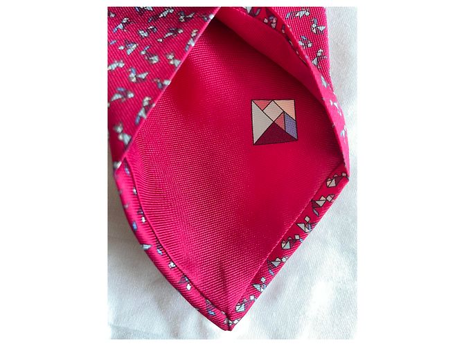 Cravatta Hermès Tangram in seta fucsia Fuschia - vista 4